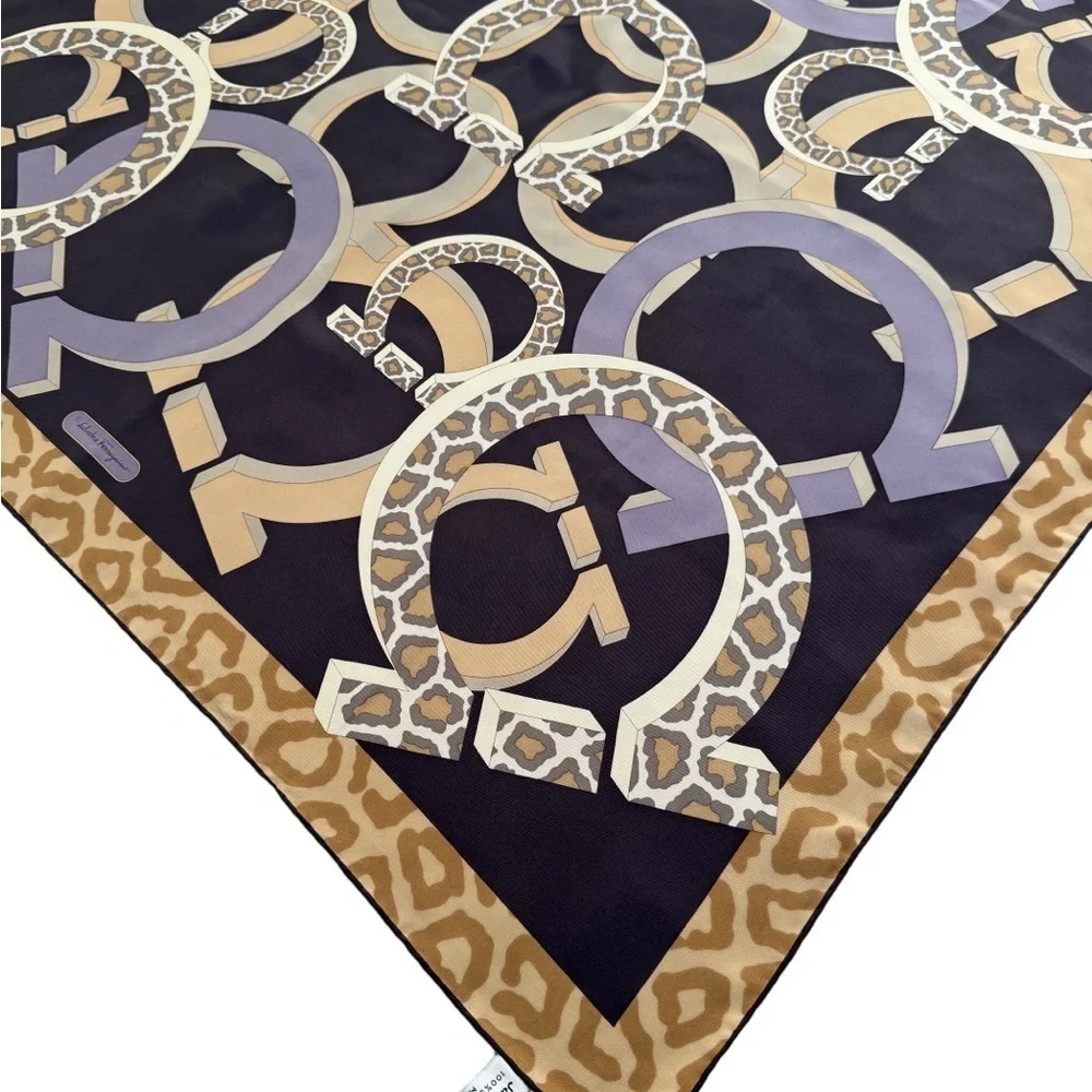 Salvatore Ferragamo Gancini Leopard Cheetah Print Scarf